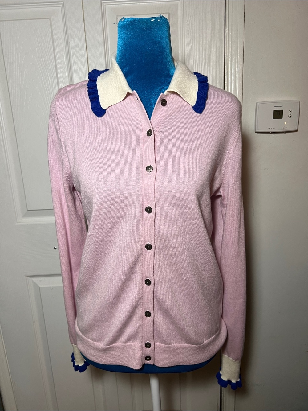 NWT Biden Frill Cottage core Pink Cardigan Women’s Small